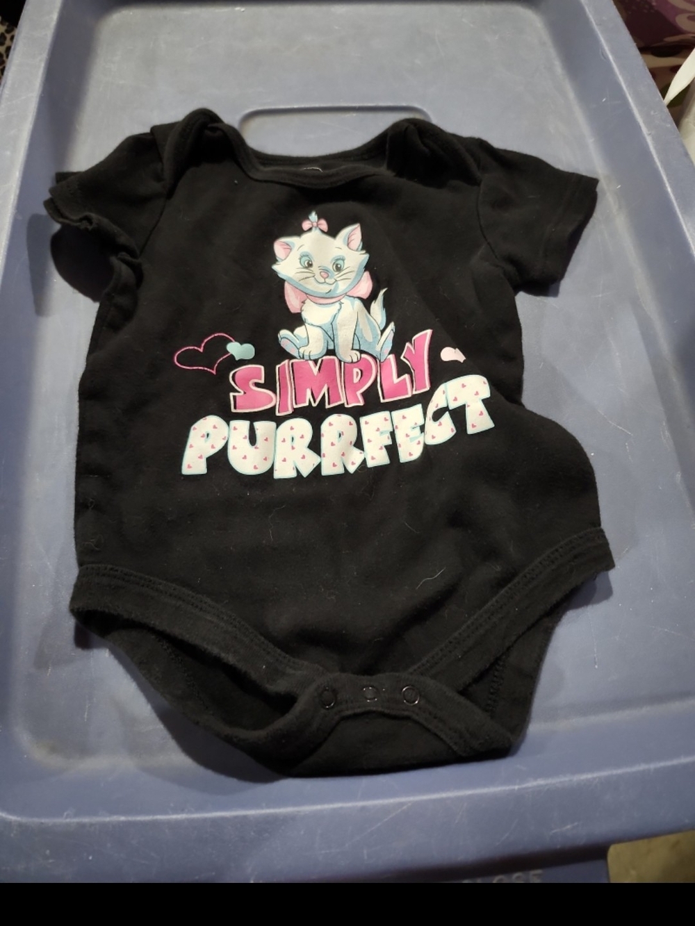 black Disney infant bodysuit Marie The Aristocats "Simply Purrfect" sz 12 months